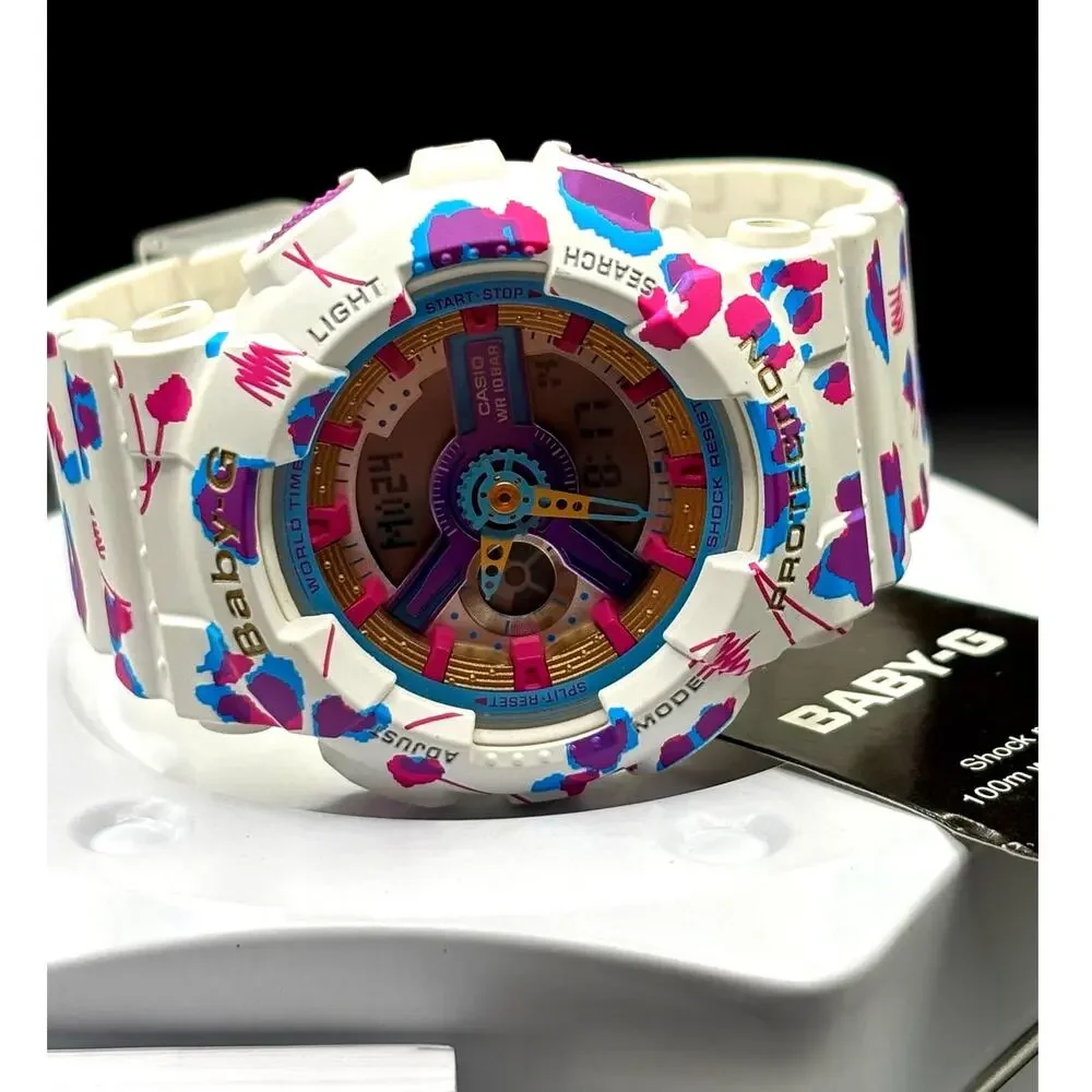 Casio Baby-G BA-110FL-7A Flower Leopard Analog Digital Watch NIBWT